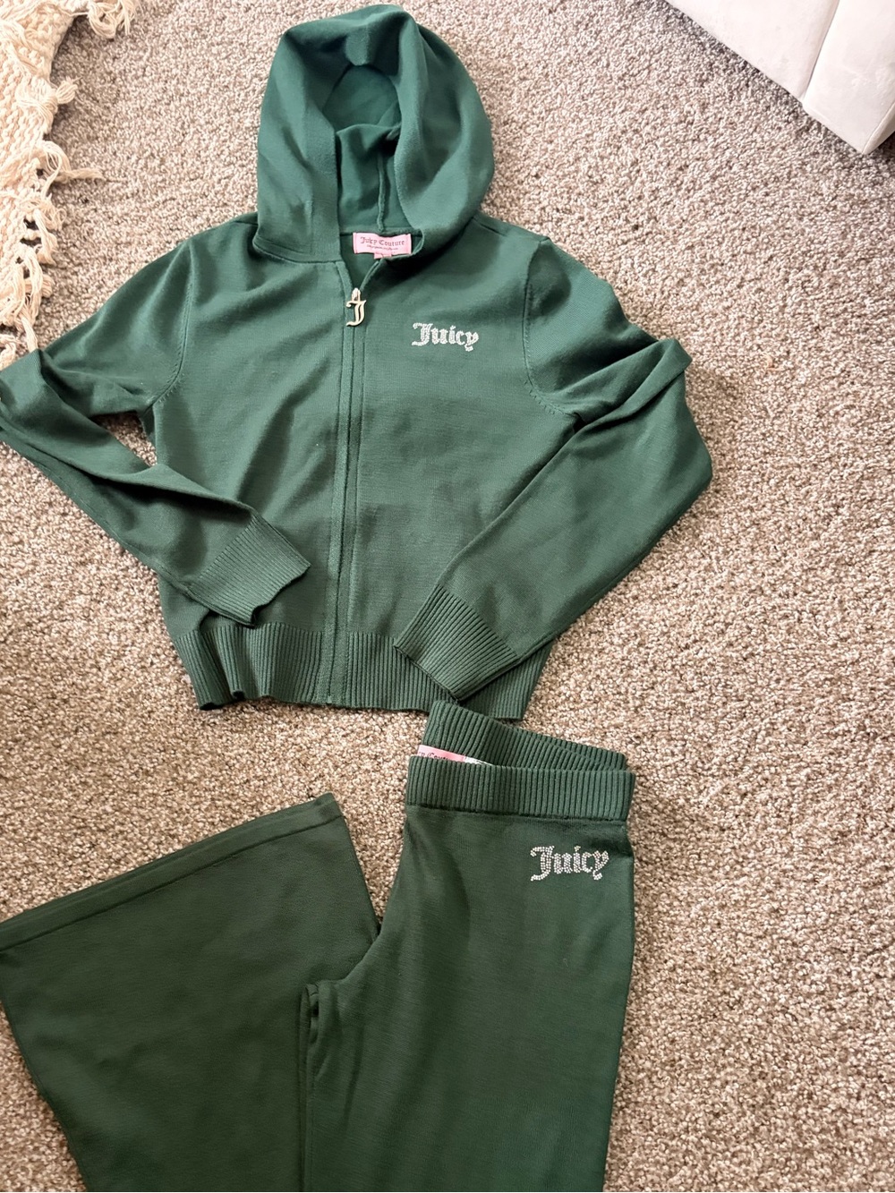 Juicy Couture Dark Green Zip Hoodie & Lounge Pants Set